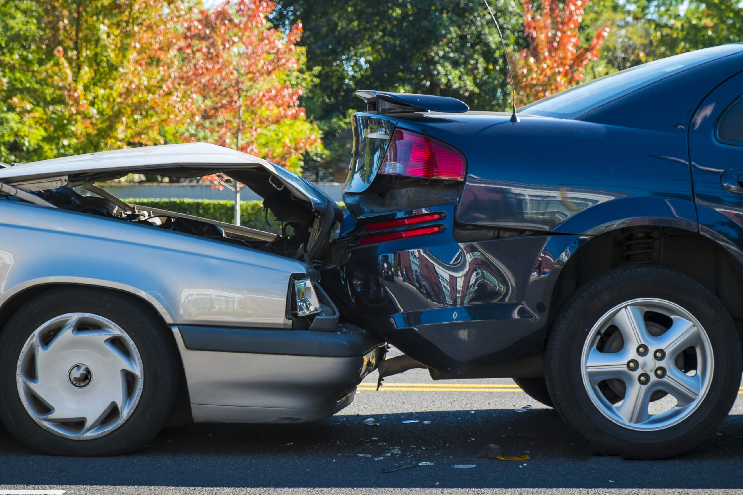 Auto accident involving two cars